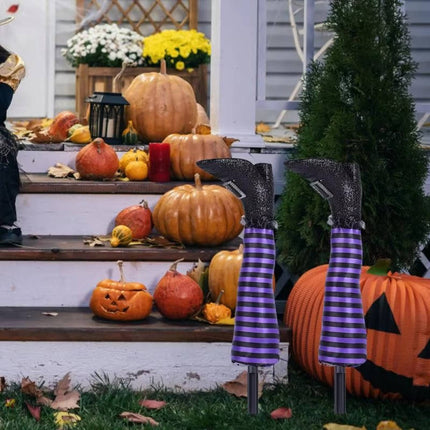 Witch Legs Halloween Yard Stakes with Stockings, Crashed Halloween Witch Decorations – image 4