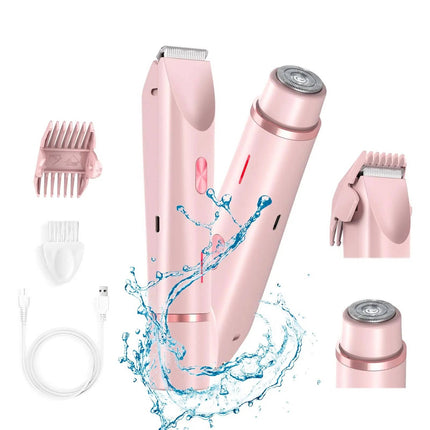 Pubic Hair Trimmer, Bikini Trimmer with Dual Heads for Body and Face