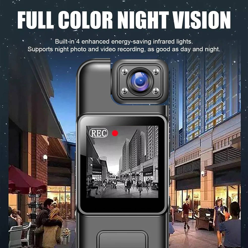 Tuzwa 4K Body Camera with WiFi – Mini Wearable Clip-On Camera, 180° Rotating Lens, IR Night Vision, Motion Detection & Loop Recording