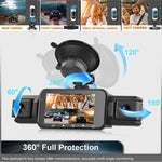 Tuzwa 4 Channel Dash Cam with WiFi & Night Vision – 1080P Front, 720P Side/Rear, 3" IPS Display, Parking Monitor, G-Sensor & Loop Recording