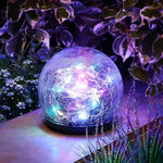 Tuzwa Solar Garden Lights – Cracked Glass Globe Pathway Lights with 20 LEDs, 600mAh Battery, Dusk-to-Dawn Sensor & IP65 Protection