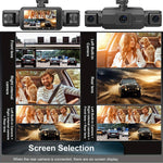 Tuzwa 4 Channel Dash Cam with WiFi & Night Vision – 1080P Front, 720P Side/Rear, 3" IPS Display, Parking Monitor, G-Sensor & Loop Recording