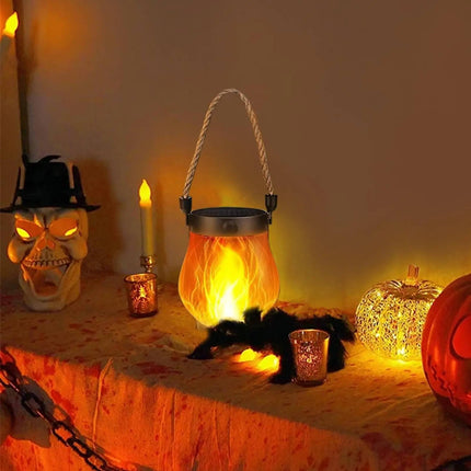 Solar Lanterns Outdoor, Hanging Lantern with Flickering Flame Light – image 6