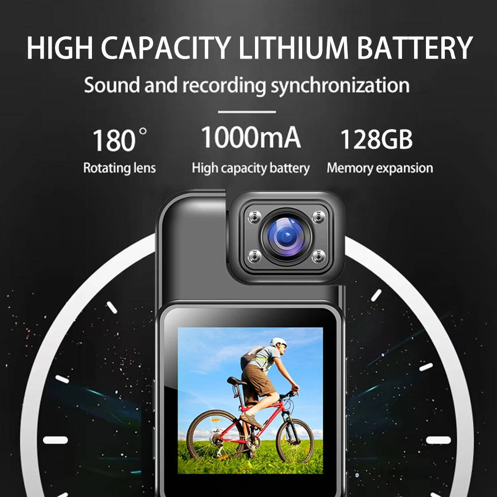 Tuzwa 4K Body Camera with WiFi – Mini Wearable Clip-On Camera, 180° Rotating Lens, IR Night Vision, Motion Detection & Loop Recording