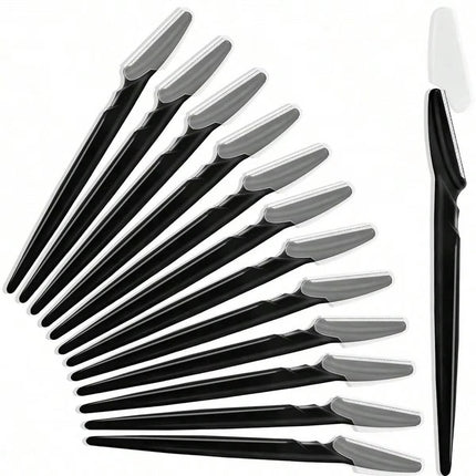 Womens face razor 12 pack, stainless steel eyebrow shaper and dermaplaning tool for peach fuzz removal