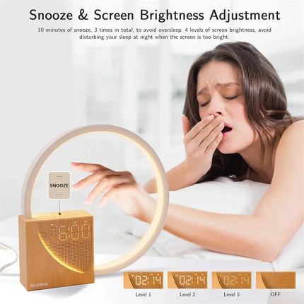 Sunrise Alarm Clock Bedside Lamp with Nature Sounds, Sound Machine and Wake Up Light