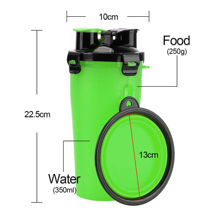 Dog Food and Water Bottle 2 in 1, Collapsible Dog Bowl