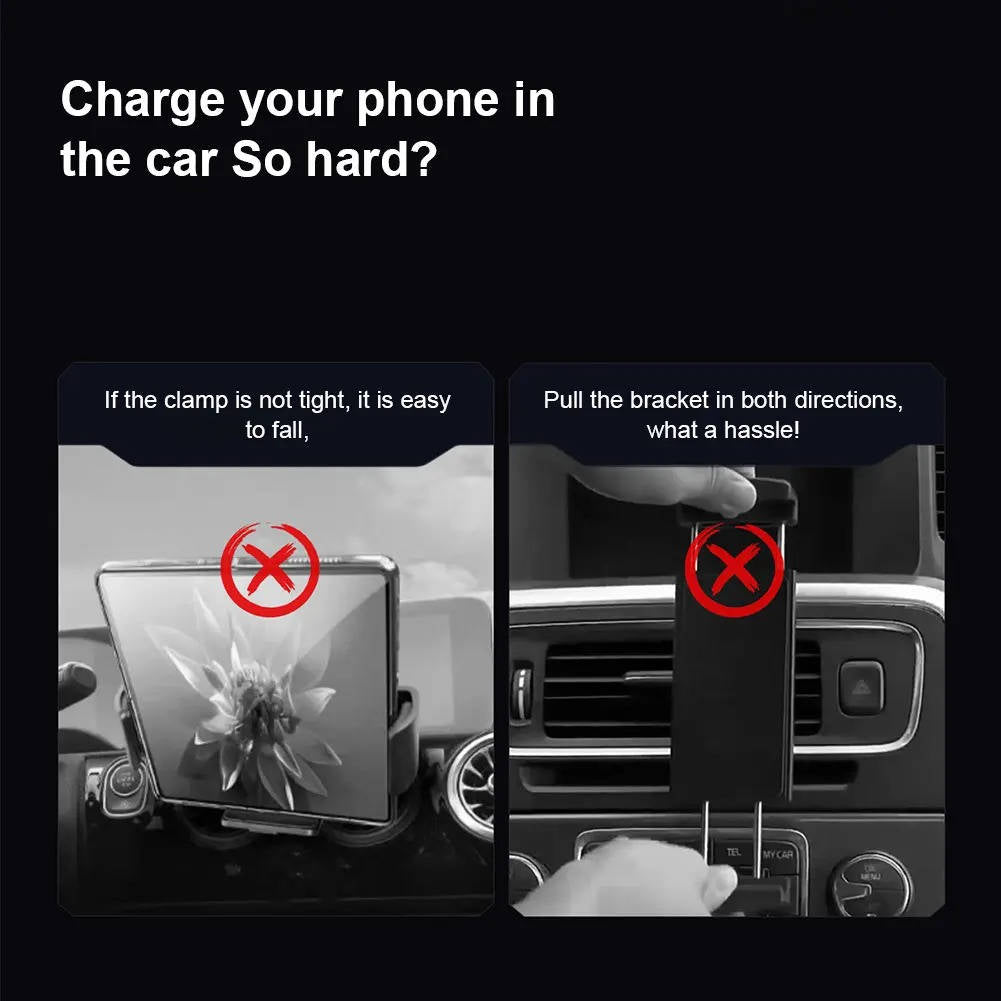 Tuzwa Smart Drive Wireless Car Charger Mount – Dual Coil Fast Charging Air Vent Phone Holder