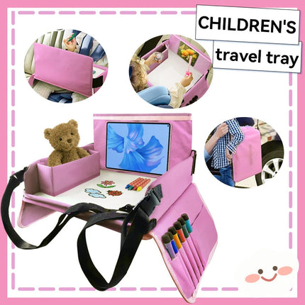 Car Seat Tray for Kids Travel, Car Booster Seat Tray with Storage Pockets for Snacks and Toys – image 5