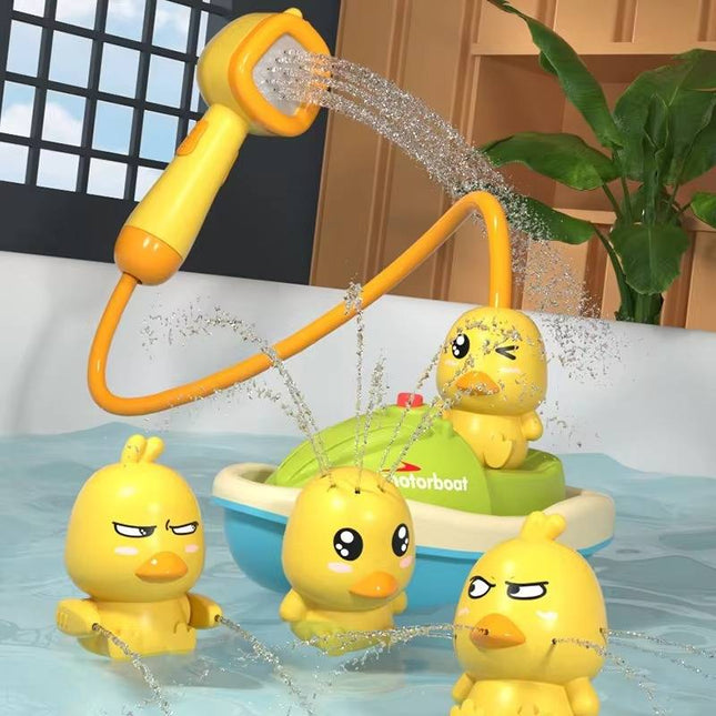 Bath Toys for Toddlers with Shower Head, Electric Boat Bath Toy with Suction Cups and 4 Spray Patterns, Bathtub Toy