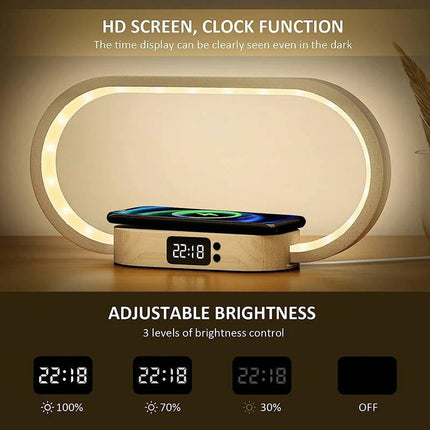 Alarm Clock with Wireless Charging, Wireless Charger with USB Port
