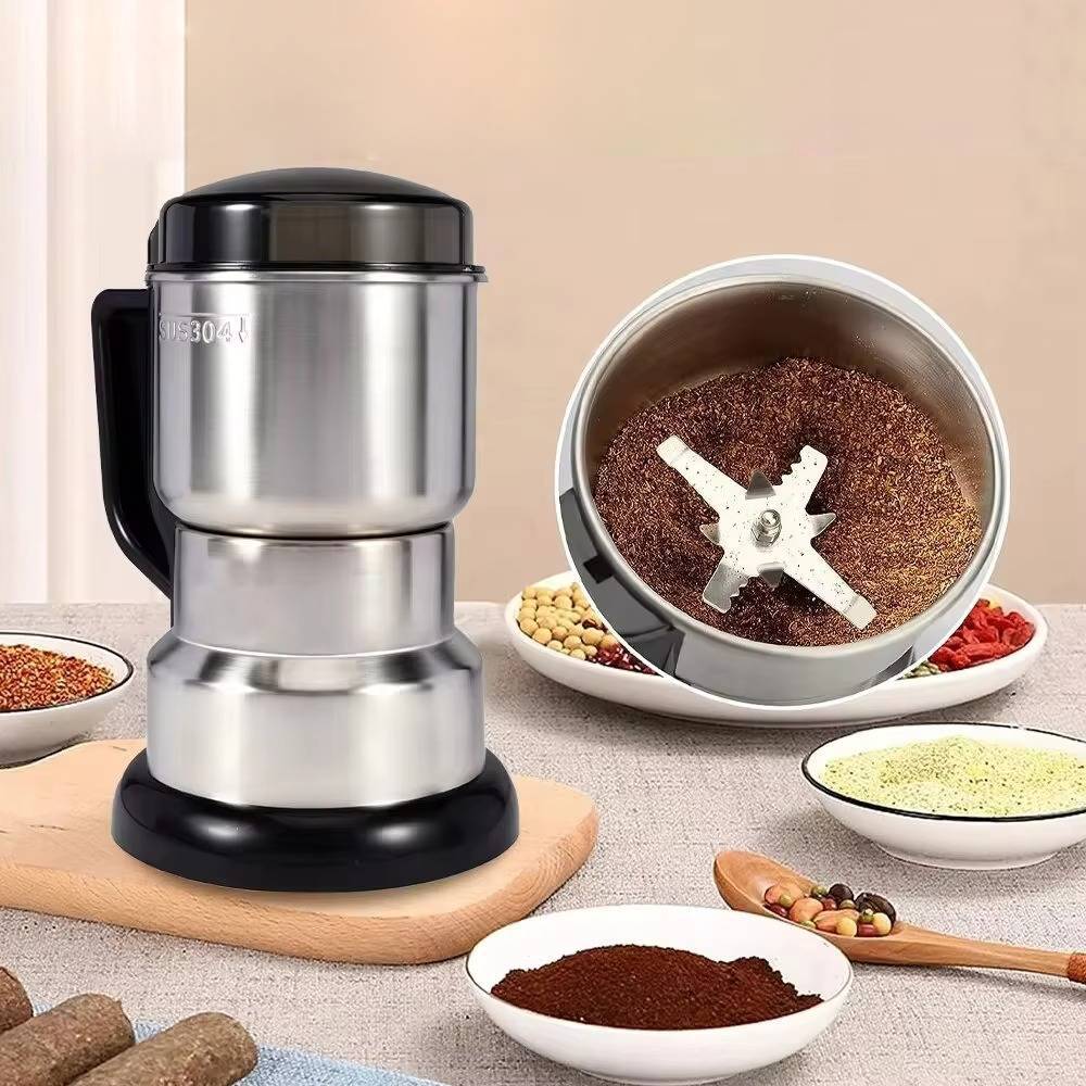 Tuzwa Electric Coffee Grinder – 400W Stainless Steel Coffee Bean Grinder with 6-Blade System, One-Touch Control & Cord Storage, 110V