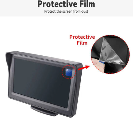 Wireless reverse camera for car, truck and caravan, 4.3 inch backup monitor with 170 degree lens and IP68