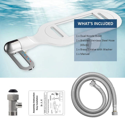 Bidet Attachment for Toilet, Non-Electric Bidet with Dual Nozzle and Adjustable Pressure, Ultra Thin Toilet Bidet – image 4