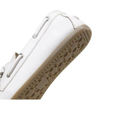Women's genuine leather moccasins, lace-up cowhide flats with pigskin insole and TPR sole, sizes 6 to 8