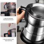 Tuzwa Electric Coffee Grinder – 400W Stainless Steel Coffee Bean Grinder with 6-Blade System, One-Touch Control & Cord Storage, 110V