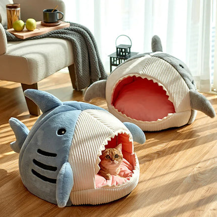 Cat Bed Shark Shaped Cave, Non Slip Base – image 4