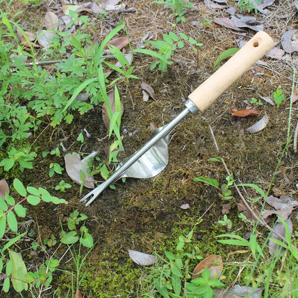 V Shaped Weed Puller Tool with Long Wooden Handle, Manual Stand Up Root Remover for Lawns, Flower Beds and Vegetable Gardens