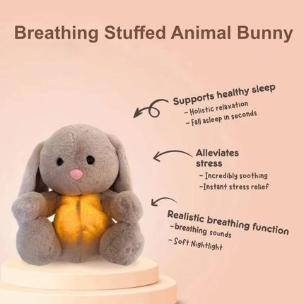 Breathing Stuffed Animal with Music, Stress Relief Toy for Kids and Adults