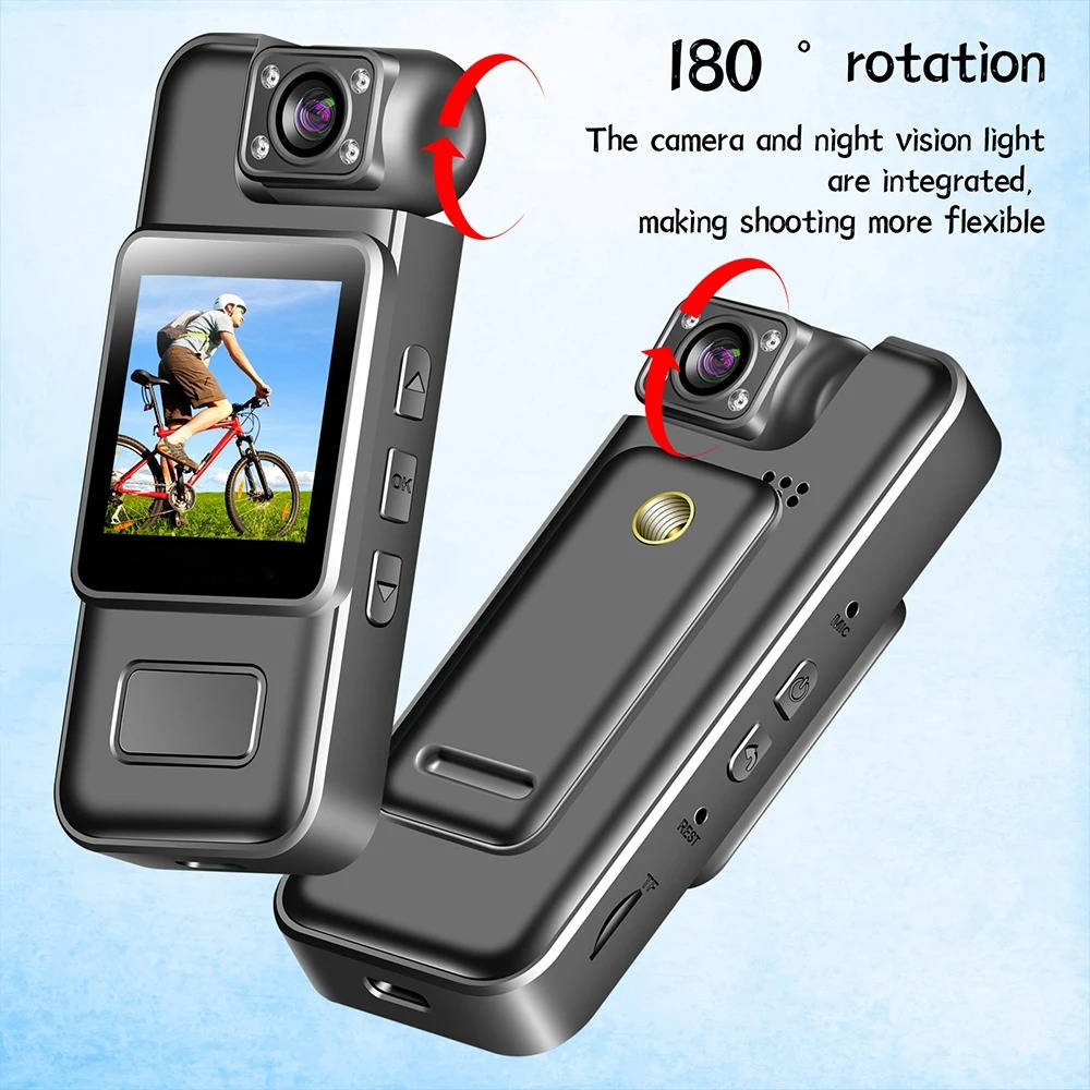 Tuzwa 4K Body Camera with WiFi – Mini Wearable Clip-On Camera, 180° Rotating Lens, IR Night Vision, Motion Detection & Loop Recording