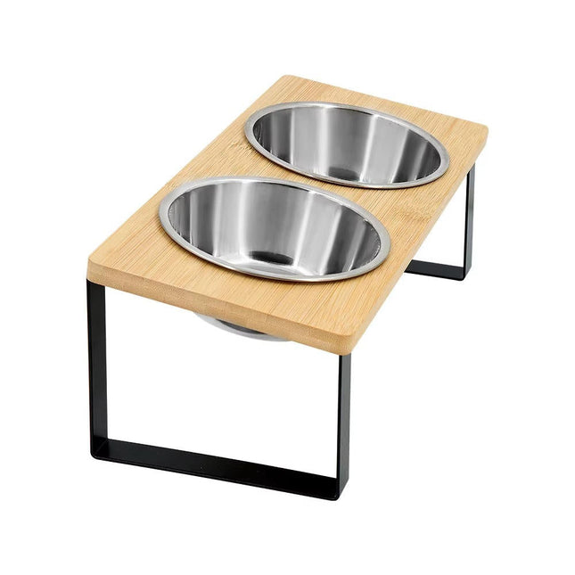 Elevated Cat Bowls, Cat Bowl and Water Bowl with Wooden Base