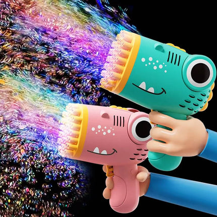Bubble Gun Toy for Kids with 40 Holes, Dinosaur Toy for Inside and Outside