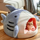 Cat Bed Shark Shaped Cave, Enclosed Cat Cave Bed for Kittens, 2 in 1 Small Dog Bed with Removable Cushion, Non Slip Base