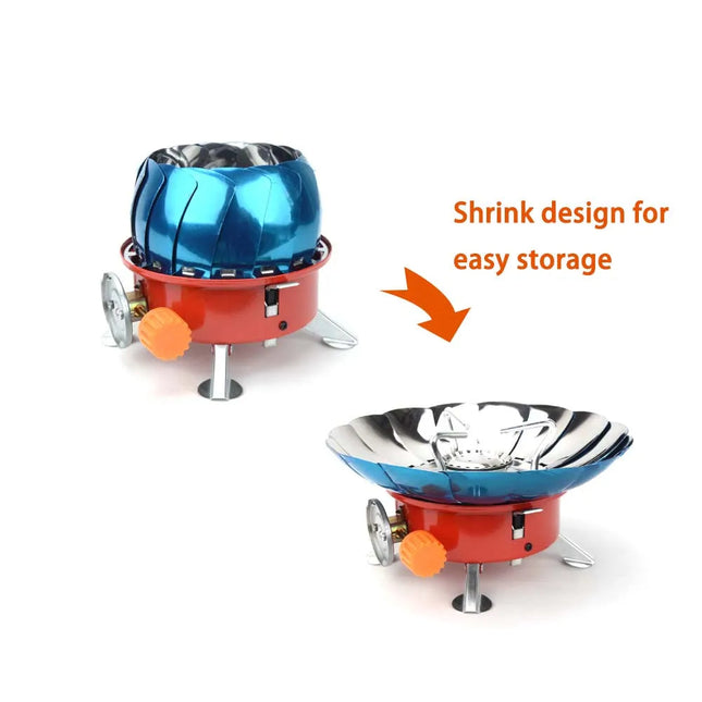 Windproof Camping Stove with 2800W Burner, Portable Foldable Gas Stove and Storage Bag for Backpacking