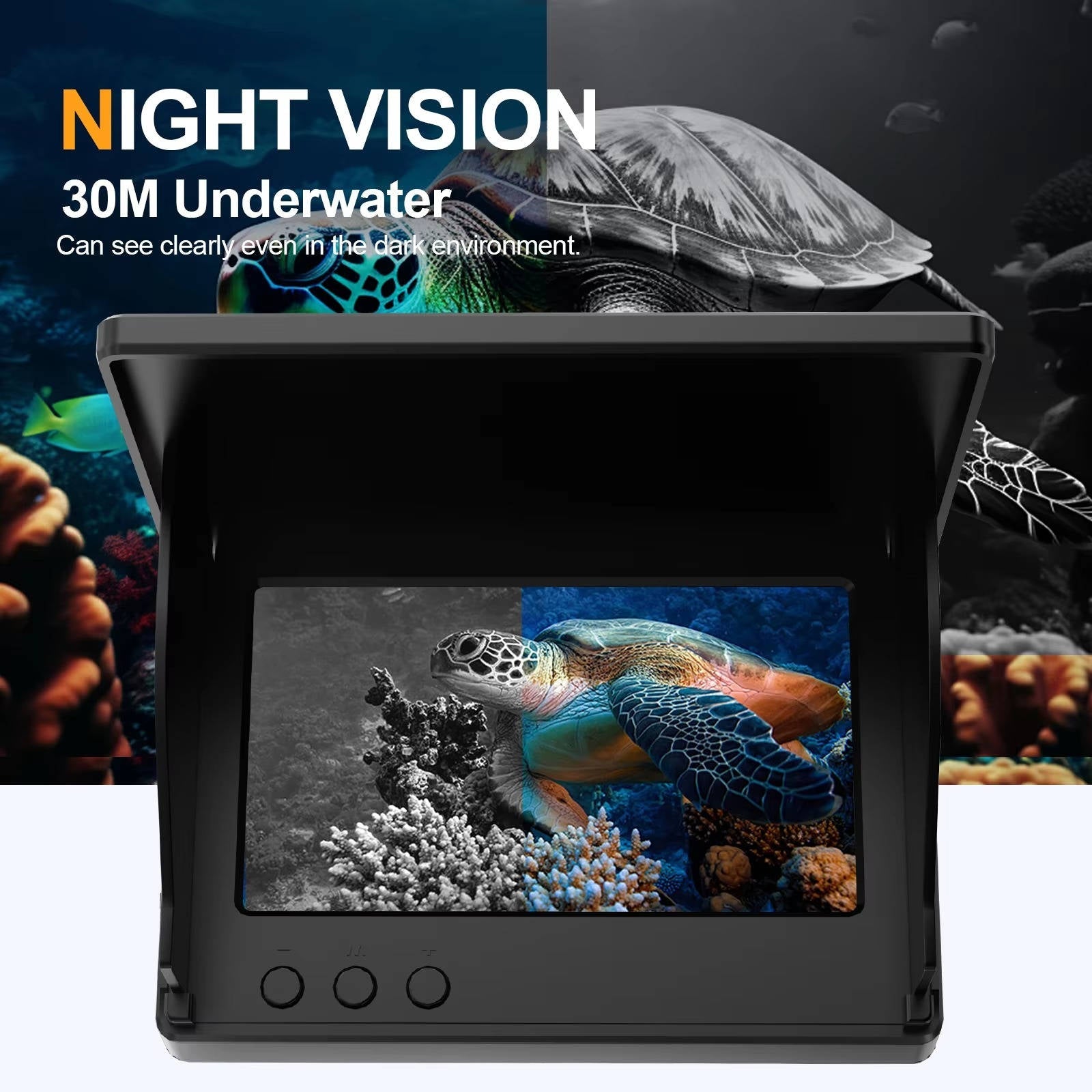 Tuzwa Underwater Fishing Camera – 4.3" LCD Fish Viewing System, 98FT Cable, Night Vision, 5000mAh Battery, Depth & Temperature Display