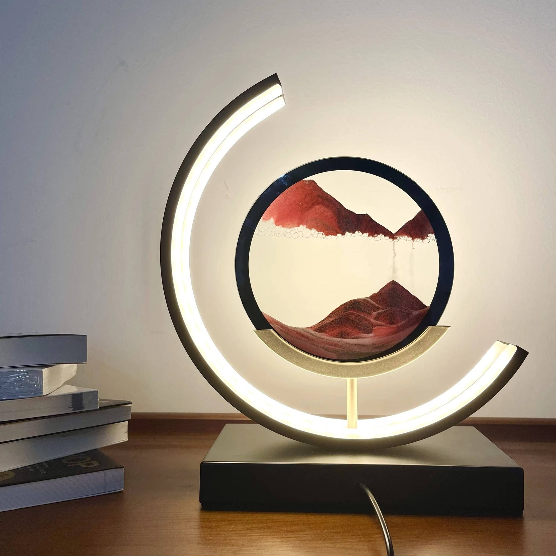 Tuzwa Moving Sand Art Lamp – 17.3-Inch 360° Rotating Quicksand Picture with 3 Light Colors & Adjustable Sand Flow