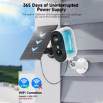 Tuzwa 2K Solar Security Camera – Wireless Outdoor WiFi Camera with 5200mAh Battery, PIR Motion Detection, Color Night Vision & IP65 Rating