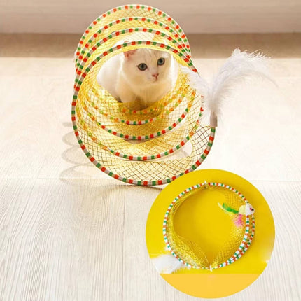 Cat Toy with Plush Mouse and Feather Bell, Collapsible Cat Hunting Toy – image 6