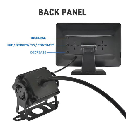 Wireless reverse camera for car, truck and caravan, 4.3 inch backup monitor with 170 degree lens and IP68