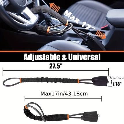 Braided Steel Cable Anti Theft Steering Wheel Lock with Seat Belt Lock and 3 Keys – image 5