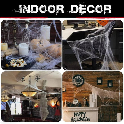 Spider Webs Halloween Decorations with Spiders, Halloween Party Decorations with Cobwebs – image 9