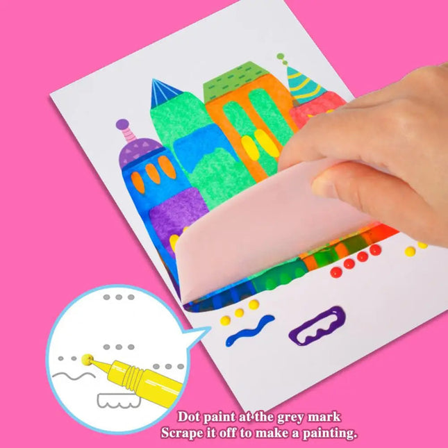 Squeegee Art Kit for Kids, Squeegee Painting Art Kit with Watercolor Pens and Stickers