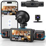 Tuzwa 4 Channel Dash Cam with WiFi & Night Vision – 1080P Front, 720P Side/Rear, 3" IPS Display, Parking Monitor, G-Sensor & Loop Recording