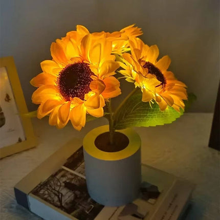 Cordless Lamp and Nightstand Lamp for Bedroom, Rechargeable LED Night Light with Copper Wire Sunflower – image 9