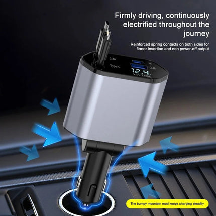 Retractable Car Charger, USB C Car Charger with 2 Retractable Cables – image 4