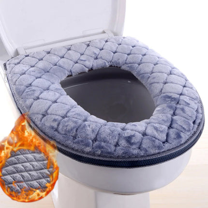 Bathroom Toilet Seat Covers Padded, Warm Toilet Seat Cushion Washable for Round Square and O Shaped Toilets