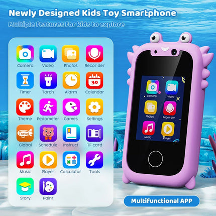 Toy Phone for Kids, Montessori Toy Cell Phone with Dual Camera and Music Player