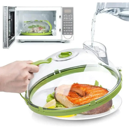 Microwave Cover with Water Steamer, Microwave Food Cover with Steam Vent, 10 Inch Microwave Plate Cover, Splatter Guard