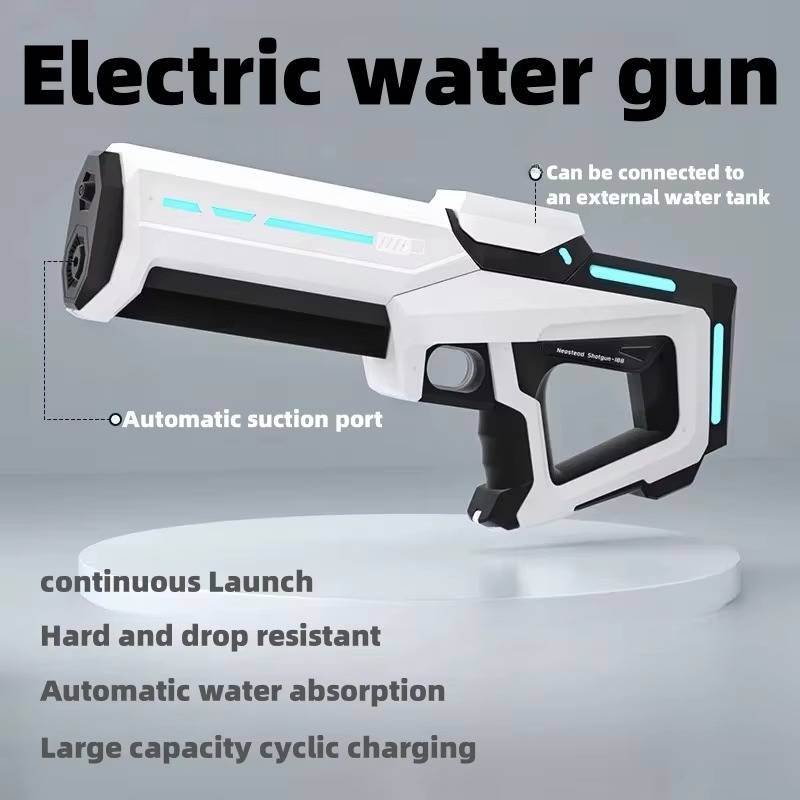 Tuzwa Electric Water Gun – Rechargeable Automatic Water Blaster with Auto Suction, 300ml Tank & 8–10m Long Range