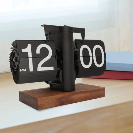 Vintage Flip Clock with 12 Hour Display on Desk