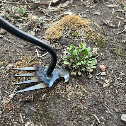Weed Tool Remover with 4 Manganese Steel Teeth, Crescent Head Hand Weeder for Gardens, Planters and Patios, 11.5 or 19.5 Inch
