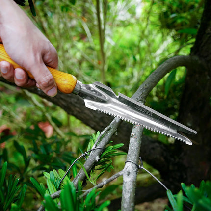 Weed Puller Tool 5 in 1 with Beech Handle, Stainless Steel Weed Remover Tool