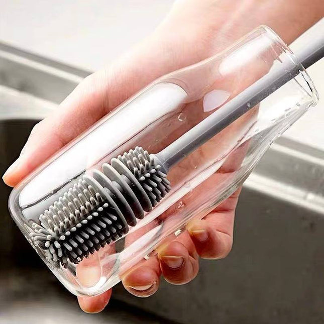 Bottle Brush with 360 Rotating Head, Silicone Bottle Cleaning Brush for Baby Bottles, Long Handle Water Bottle Cleaner