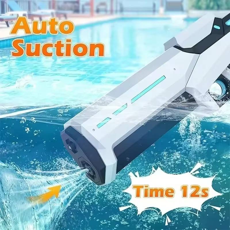 Tuzwa Electric Water Gun – Rechargeable Automatic Water Blaster with Auto Suction, 300ml Tank & 8–10m Long Range