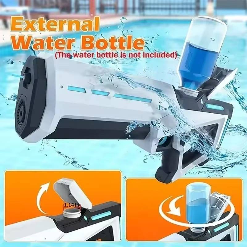 Tuzwa Electric Water Gun – Rechargeable Automatic Water Blaster with Auto Suction, 300ml Tank & 8–10m Long Range