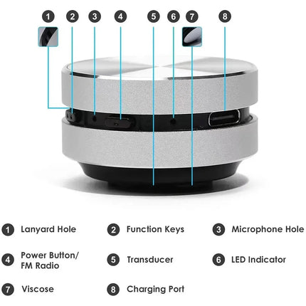 Portable Bluetooth Speaker with FM Radio, Bone Conduction Speaker for Any Surface